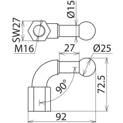 Punkt mocowania kulowy fi 25 mm kątowy 90 st. (757600)