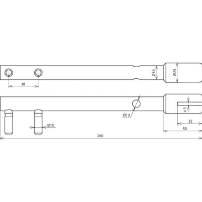 Klucz do drutu zbrojeniowego 8-10/płask, 4 mm, prosty, stal uczerniona (596000)