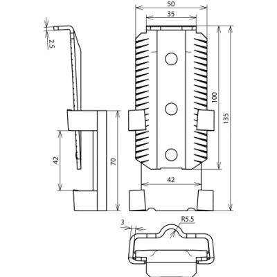 Zacisk klinowy do drutu i płask. 10/30x3,5-40x4 mm, z rastrem, St/tZn (308001)