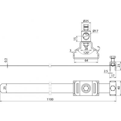 Obejma taśmowa dla iglic 16 mm, do profili 40x60 do 70x70 mm, stal nierdzewna NIRO (540105)