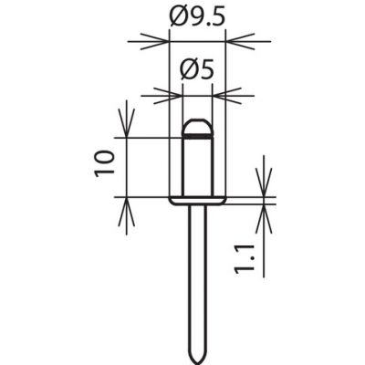 Nit jednostronny fi 5 mm, dł. 10 mm, Al/NIRO V2A, w oparciu o EN 15979 (528610)