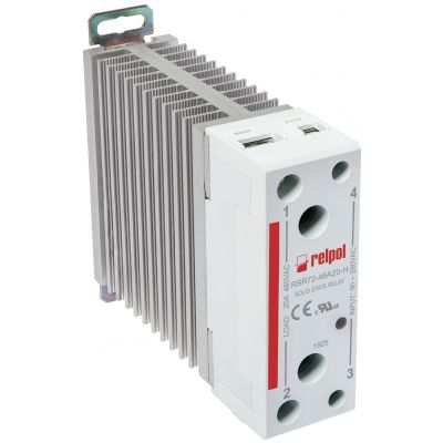 RELPOL Przekaźnik półprzewodnikowy  jednofazowy 20A, 480 V AC, załączanie w zerze, sterowanie AC 90…280 V RSR72-48A20-H 2616000 (2616000)
