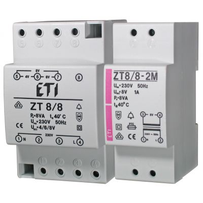 Transformator dzwonkowy 2p 230V/8V ZT 8/8-2M 002411010 ETI (002411010)