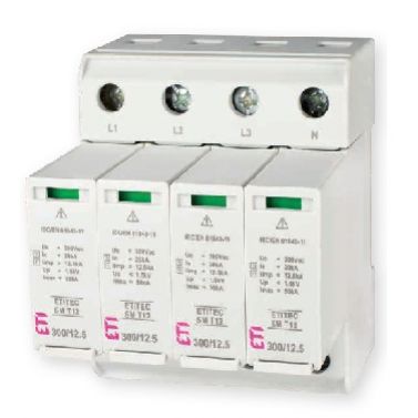 Ogranicznik przepięć T1+T2 (B+C) - bez prądu upływu ETITEC SM T12 300/12,5 3+1 002440550 ETI (002440550)