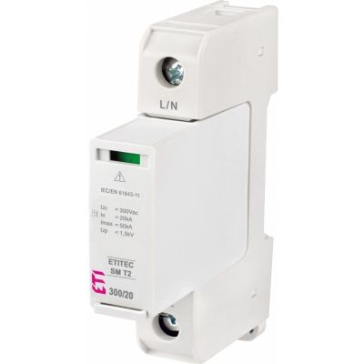 Ogranicznik przepięć T2 (C) - bez prądu upływu ETITEC SM T2 300/20 1+0 RC 002440745 ETI (002440745)