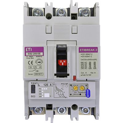 Wyłącznik mocy 70kA wyzw. elektroniczny EB2 250/3E 125A 3P 004671302 ETI (004671302)