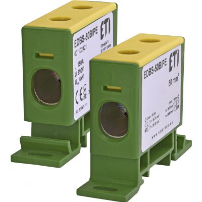 Zacisk 150A 1-torowy 16-70mm2 PE do przewodów Al/Cu żółto-zielony EDBS-50B/PE 001102421 ETI (001102421)