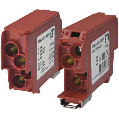 Blok rozdzielczy 100A (4x1,5-25mm2-4x1,5-25mm2) czerwony EDBJ-4x25-4x25/R 001102440 ETI (001102440)