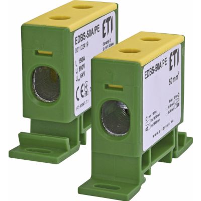 Zacisk 150A 1-torowy 16-70mm2 PE do przewodów Al. żółto-zielony EDBS-50A/PE 001102419 ETI (001102419)