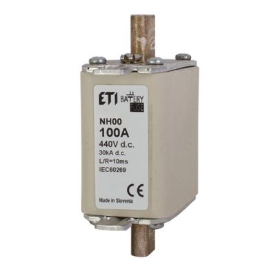 Wkładka topikowa NH do ochrony akumulatorów, magazynów energii DC NH00 gBat 100A 550V DC 004110215 ETI (004110215)