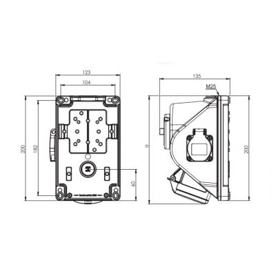 PCE GNIAZDO Z WYŁĄCZNIKIEM &quot; COMBO-POL&quot; 32A 400V 3P+Z, gniazdo 230V, wył. L-O-P 960624411W (960624411W)