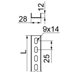 Ceownik 28x12mm Grubość 1,20 mm 2mb CD28H12/2 611320 BAKS (611320)