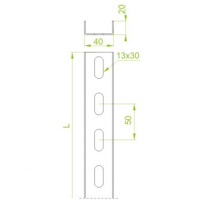 Ceownik 40x20mm Grubość 1,20 mm 2mb CD40H20/2 611620 BAKS (611620)