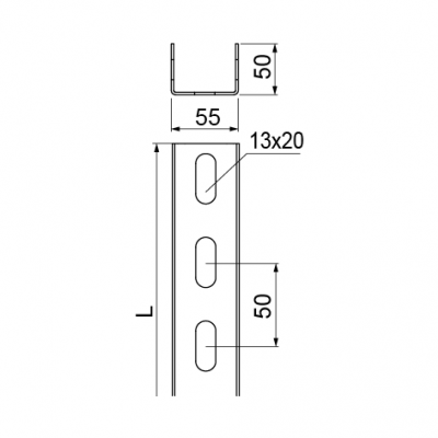 Ceownik 55x50mm Grubość 2,00 mm 2mb CC55H50/2 612120 BAKS (612120)