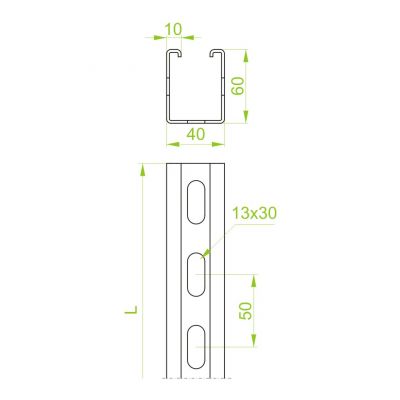 Ceownik montażowy 40x60mm Grubość 3,00 mm 6mb CMT40H60/6 616663 BAKS (616663)