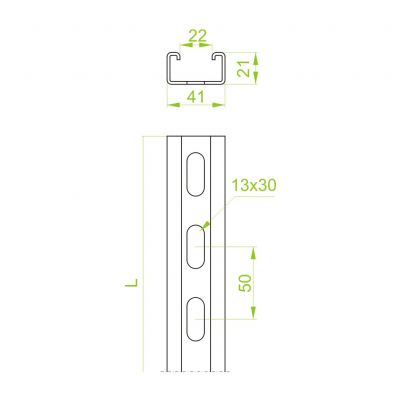 Ceownik montażowy 41x21mm Grubość 1,50 mm 0,2mb CMP41H21/02 640102 BAKS (640102)