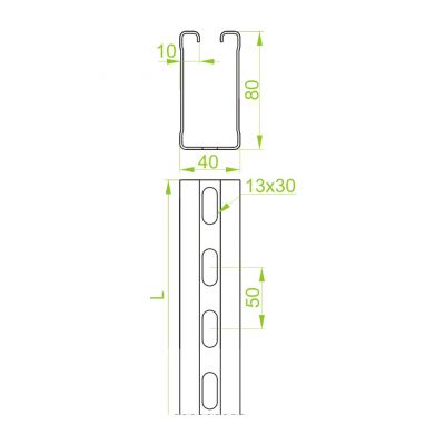 Ceownik montażowy 40x80mm Grubość 3,00 mm 6mb CTMT40H80/6 640560 BAKS (640560)