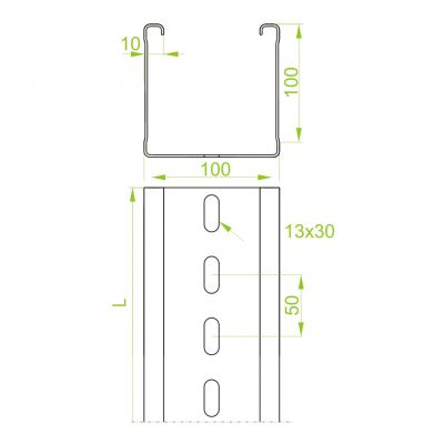 Ceownik montażowy 100x100mm Grubość 3,00 mm 3mb CTMT100H100/3 641030 BAKS (641030)