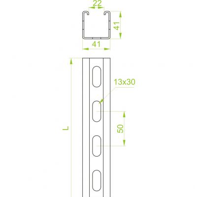 Ceownik montażowy 41x41mm Grubość 1,50 mm 0,3mb CMP41H41/03 644103 BAKS (644103)