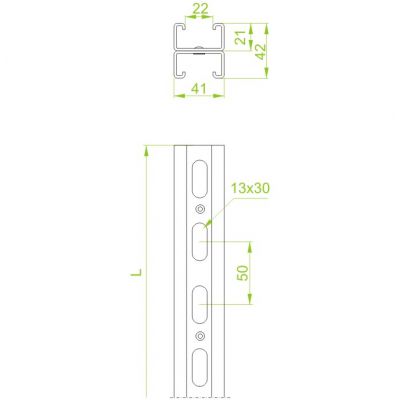 Ceownik montażowy 41x42mm Grubość 2,00 mm 6mb CMPC41H42/6 645560 BAKS (645560)