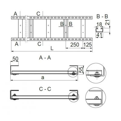 Drabinka kablowa 300x55mm Grubość 3,00 mm 6mb DDM300H55/6 403630 BAKS (403630)