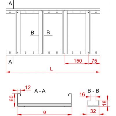 Drabinka kablowa 100x60mm Grubość 1,20 mm 3mb DGOD100H60/3N 867010 BAKS (867010)