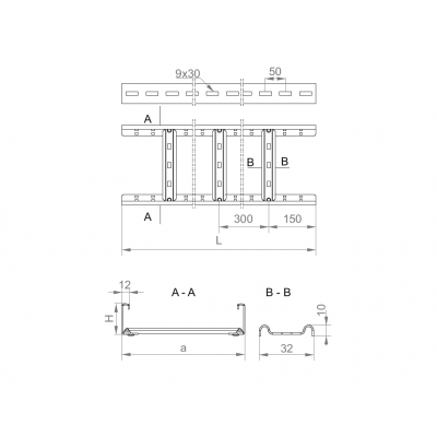 Drabinka kablowa 500x60mm Grubość 1,20 mm 3mb DKD500H60/3 N 465150 BAKS (465150)