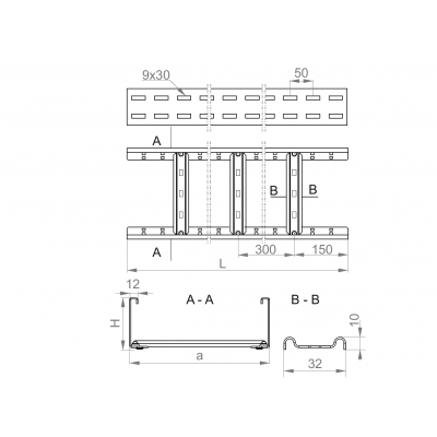 Drabinka kablowa 400x80mm Grubość 1,50 mm 3mb DKP400H80/3 N 495140 BAKS (495140)