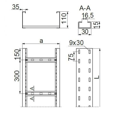 Drabinka kablowa 400x110mm Grubość 2,00 mm 6mb DSC400H110/6 411846 BAKS (411846)