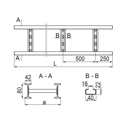 Drabinka kablowa 1000x80mm 6mb DSH1000H80/6 405111 BAKS (405111)