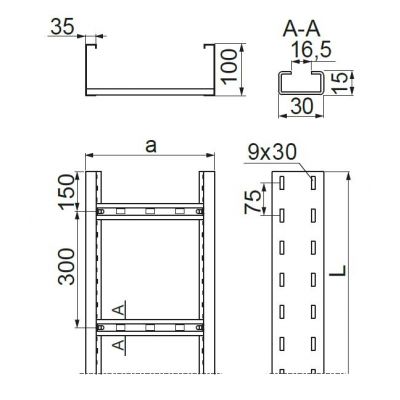 Drabinka kablowa 200x100mm Grubość 1,50 mm 6mb DSP200H100/6 410021 BAKS (410021)