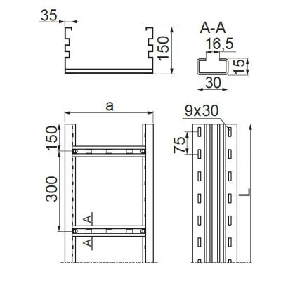 Drabinka kablowa 200x150mm Grubość 3,00 mm 6mb DST200H150/6 432020 BAKS (432020)