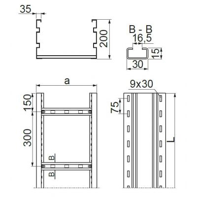 Drabinka kablowa 300x200mm Grubość 3,00 mm 6mb DST300H200/6 433630 BAKS (433630)