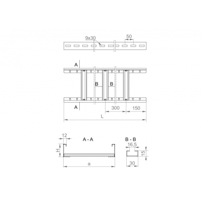 Drabinka kablowa 100x45mm Grubość 2,00 mm 6mb DUC100H45/6 N 446710 BAKS (446710)