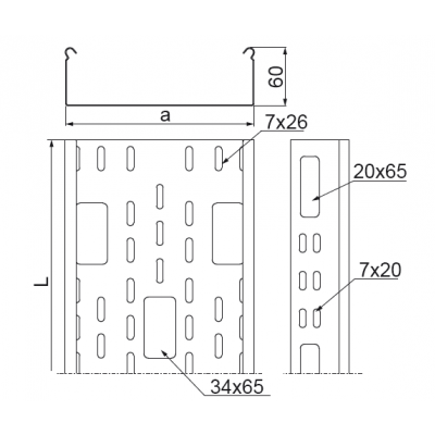 Korytko kablowe 50x60mm Grubość 1,00 mm 3mb KAJ50H60/3 170716 BAKS (170716)