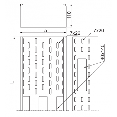 Korytko kablowe 150x110mm Grubość 1,50 mm 3mb KAP150H110/3 181616 BAKS (181616)