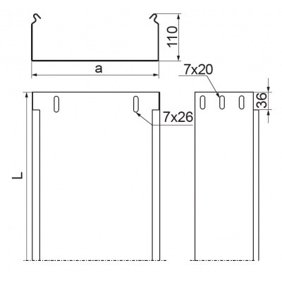 Korytko kablowe 300x110mm Grubość 1,00 mm 3mb KBJ300H110/3 121630 BAKS (121630)
