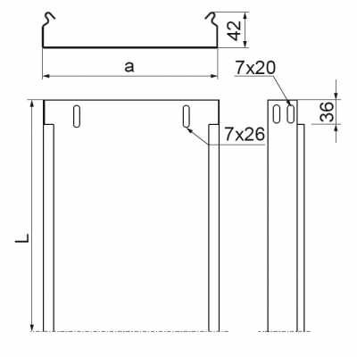 Korytko kablowe 50x42mm Grubość 1,00 mm 3mb KBJ50H42/3 142005 BAKS (142005)