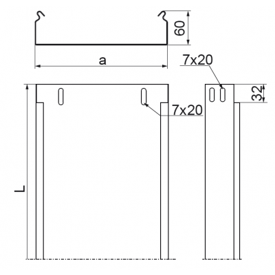Korytko kablowe 50x60mm Grubość 1,00 mm 3mb KBJ50H60/3 162024 BAKS (162024)