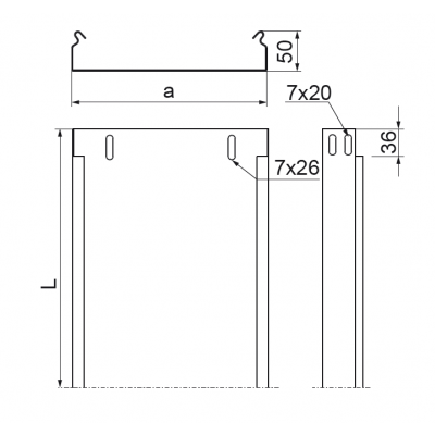 Korytko kablowe 200x50mm Grubość 0,70 mm 3mb KBL200H50/3 152020 BAKS (152020)