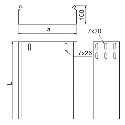 Korytko kablowe 100x100mm Grubość 1,50 mm 3mb KBP100H100/3 112010 BAKS (112010)