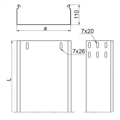Korytko kablowe 600x110mm Grubość 1,50 mm 3mb KBP600H110/3 122060 BAKS (122060)
