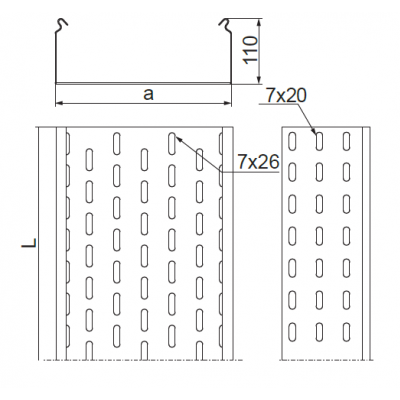 Korytko kablowe 200x110mm Grubość 1,00 mm 3mb KCJ200H110/3N 120420 BAKS (120420)