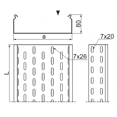 Korytko kablowe 400x80mm Grubość 1,50 mm 3mb KCP400H80/3 N 180840 BAKS (180840)