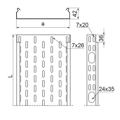Korytko kablowe 150x42mm Grubość 1,00 mm 3mb KOJ150H42/3 141415 BAKS (141415)