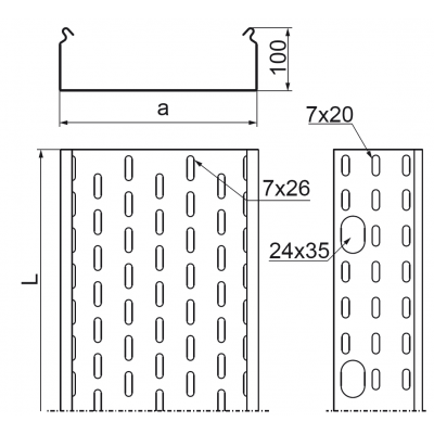 Korytko kablowe 200x100mm Grubość 1,50 mm 3mb KOP200H100/3 N 111220 BAKS (111220)