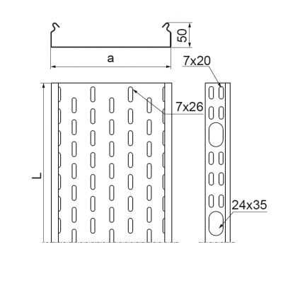 Korytko kablowe 400x50mm Grubość 1,50 mm 3mb KOP400H50/3 N 151240 BAKS (151240)