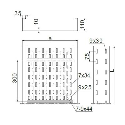 Korytko kablowe 300x110mm Grubość 2,00 mm 3mb KSC300H110/3 230131 BAKS (230131)