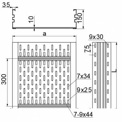 Korytko kablowe 500x150mm Grubość 2,00 mm 6mb KSC500H150/6 270151 BAKS (270151)