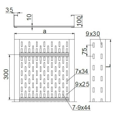 Korytko kablowe 300x100mm Grubość 1,50 mm 3mb KSP300H100/3N 220030 BAKS (220030)